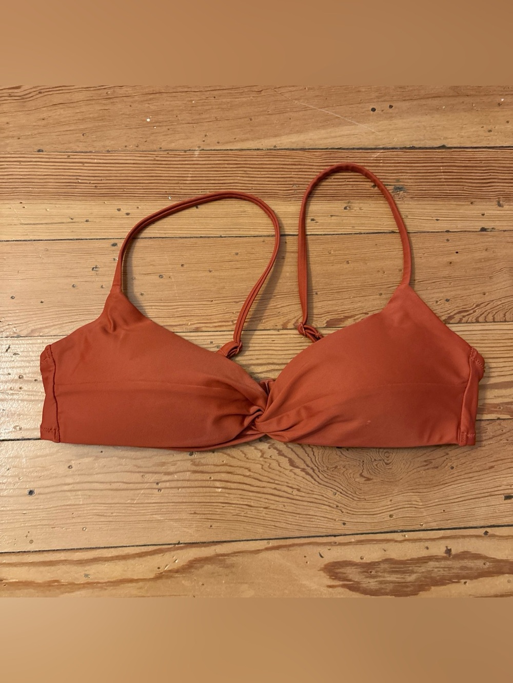 J Crew Strappy Twist Bikini Top Red Moderate Coverage Size Small *Spot